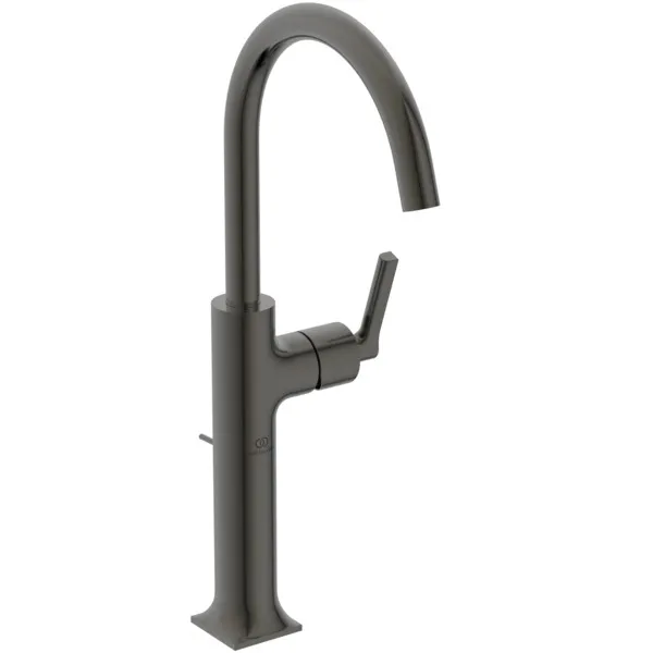 Waschtischarmatur Joy Neo mit Ablaufgarnitur verlängerter Sockel Ausladung 169mm Hebelgriffe Magnetic Grey Waschtischarmatur Joy Neo mit Ablaufgarnitur verlängerter Sockel Ausladung 169mm Hebelgriffe Magnetic Grey