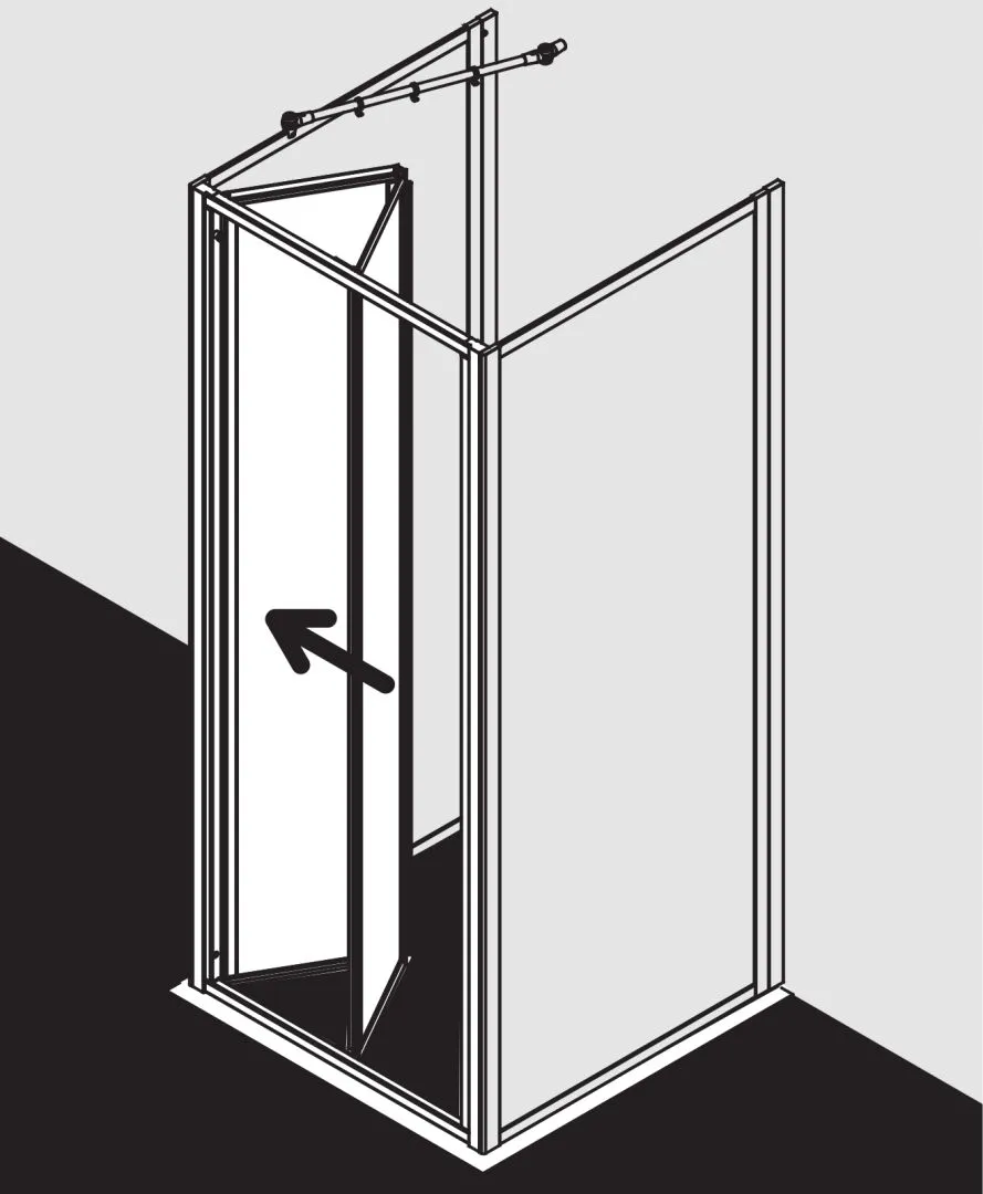 Kermi Duschtür Falttür für Nische und Ecke „NOVA 2000“ Glas Kerolan Fontana, Profile Silber Mattglanz, BV: 660 - 700 mm WE: 660 - 700 mm H: 2000 mm