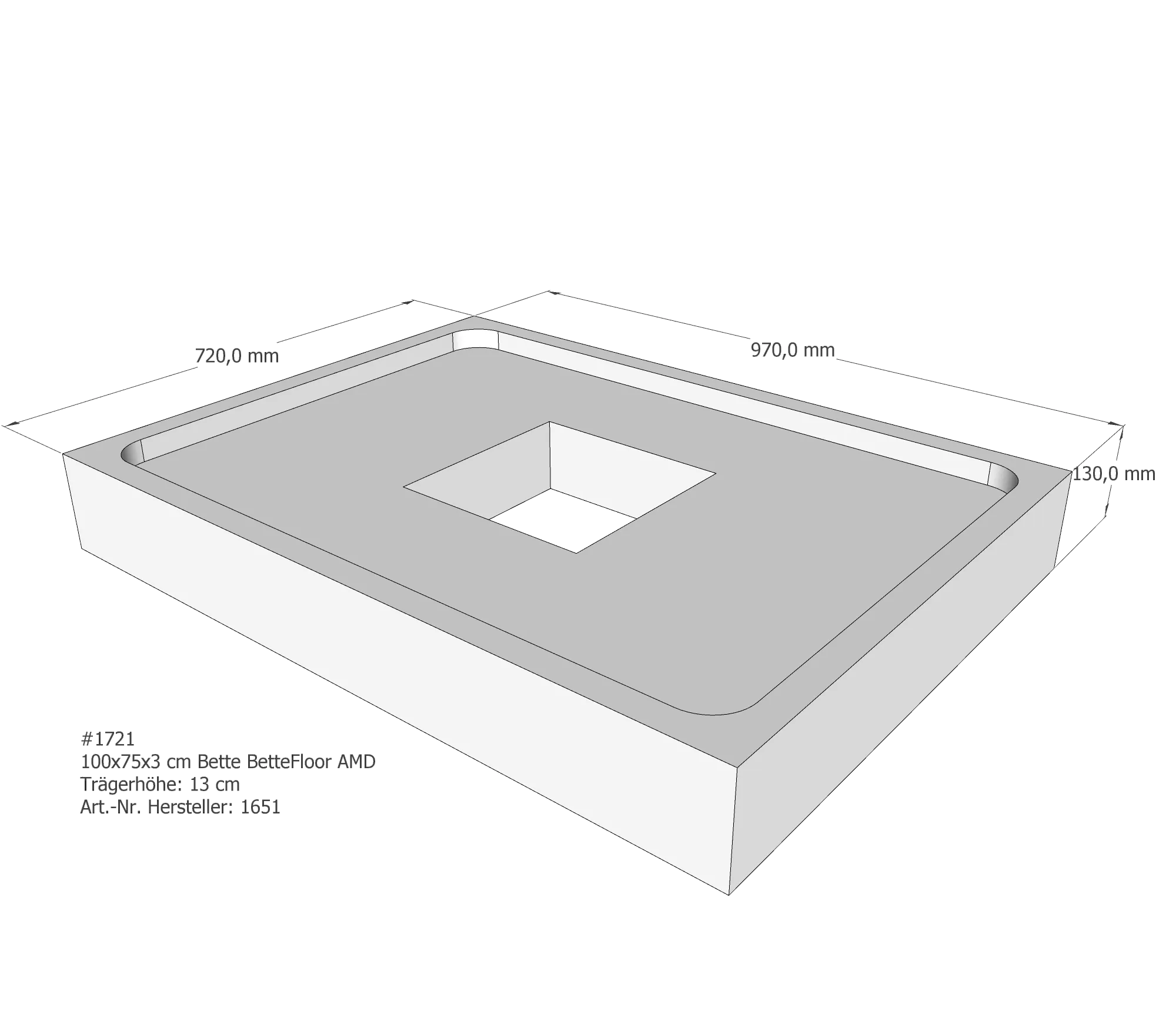 Duschwannenträger für Bette Floor 100 × 75 × 3 cm