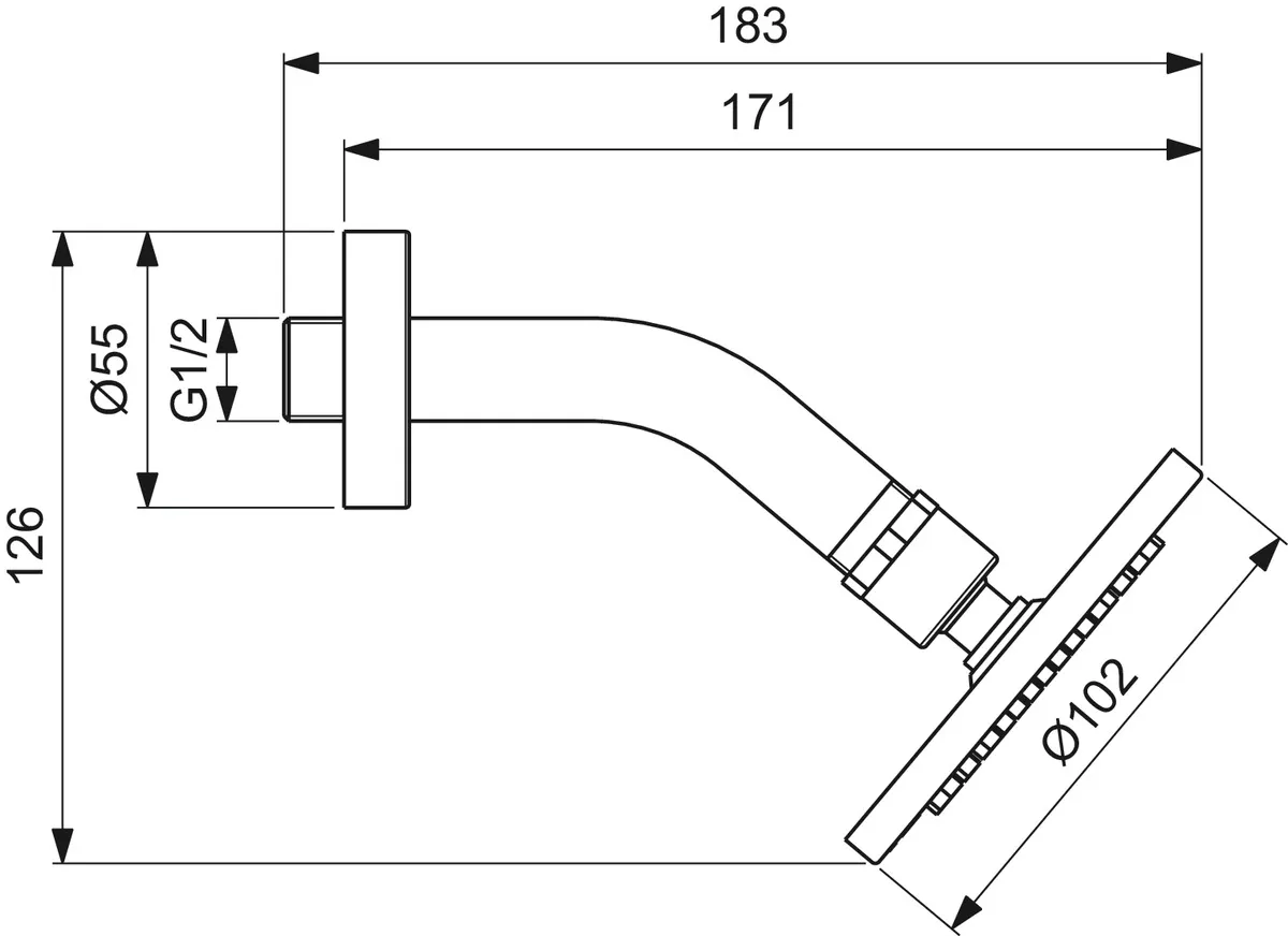 Regenbrause Idealrain Durchmesser:100mm gebogener Wandanschluss 118mm Chrom Regenbrause Idealrain Durchmesser:100mm gebogener Wandanschluss 118mm Chrom