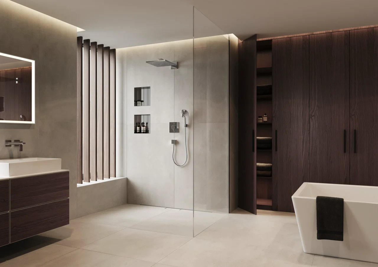 Hansgrohe RainDrain Match Plus Duschrinne Fertigset 1200 mm, höhenverstellbarer Rahmen, Mattschwarz Hansgrohe RainDrain Match Plus Duschrinne Fertigset 1200 mm, höhenverstellbarer Rahmen, Mattschwarz