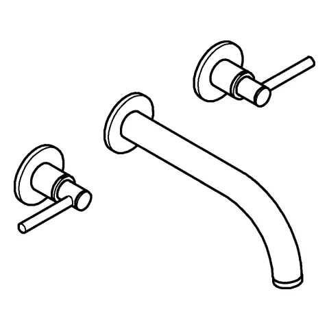 3-Loch-Waschtisch-Batterie Atrio 20662, Wandmontage, Fertigmontageset für 29 025 002, mit Hebelgriffen, Ausladung 180 mm, chrom 3-Loch-Waschtisch-Batterie Atrio 20662, Wandmontage, Fertigmontageset für 29 025 002, mit Hebelgriffen, Ausladung 180 mm, chrom