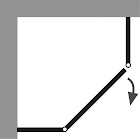 HSK teilgerahmte Fünfeckdusche 3-teilig „Premium Softcube“ Glas Mattierung mittig (65 cm), H: 2000 mm