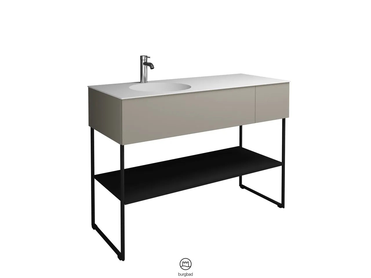 burgbad Coco Mineralguss-Waschtisch inkl. Waschtischunterschrank, Schwarz Seidenglanz burgbad Coco Mineralguss-Waschtisch inkl. Waschtischunterschrank, Schwarz Seidenglanz
