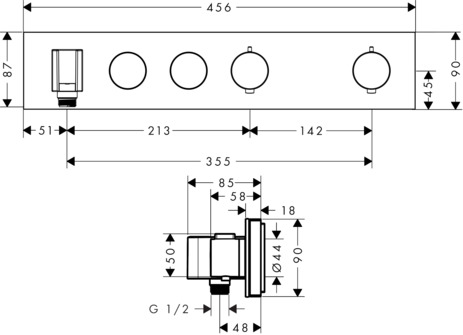 Thermostatmodul Unterputz Select Axor Fertigset 2 Verbraucher chrom