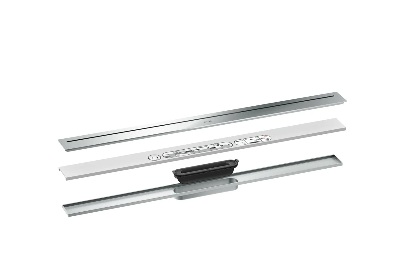 Hansgrohe AXOR Drain Fertigset Duschrinne, Chrom, 900 mm, höhenverstellbar bis 18 mm Fliesenstärke