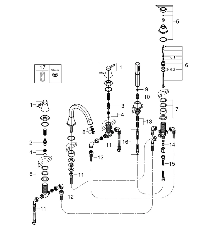 Grohe Grandera 5-Loch-Wannen-Kombination 29415 chrom/gold Grohe Grandera 5-Loch-Wannen-Kombination 29415 chrom/gold