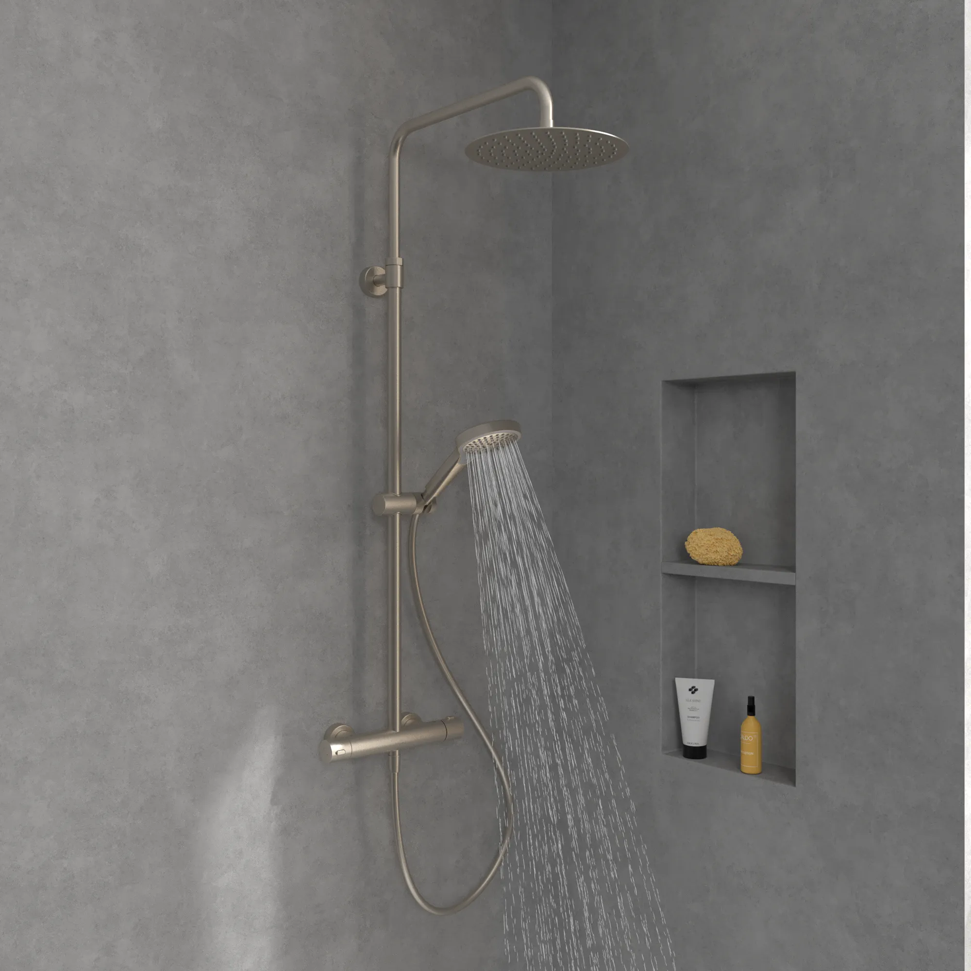 Gleitstangekombination „Verve Showers“, Befestigung verdeckt 47,2 cm in Brushed Nickel Matt Gleitstangekombination „Verve Showers“, Befestigung verdeckt 47,2 cm in Brushed Nickel Matt