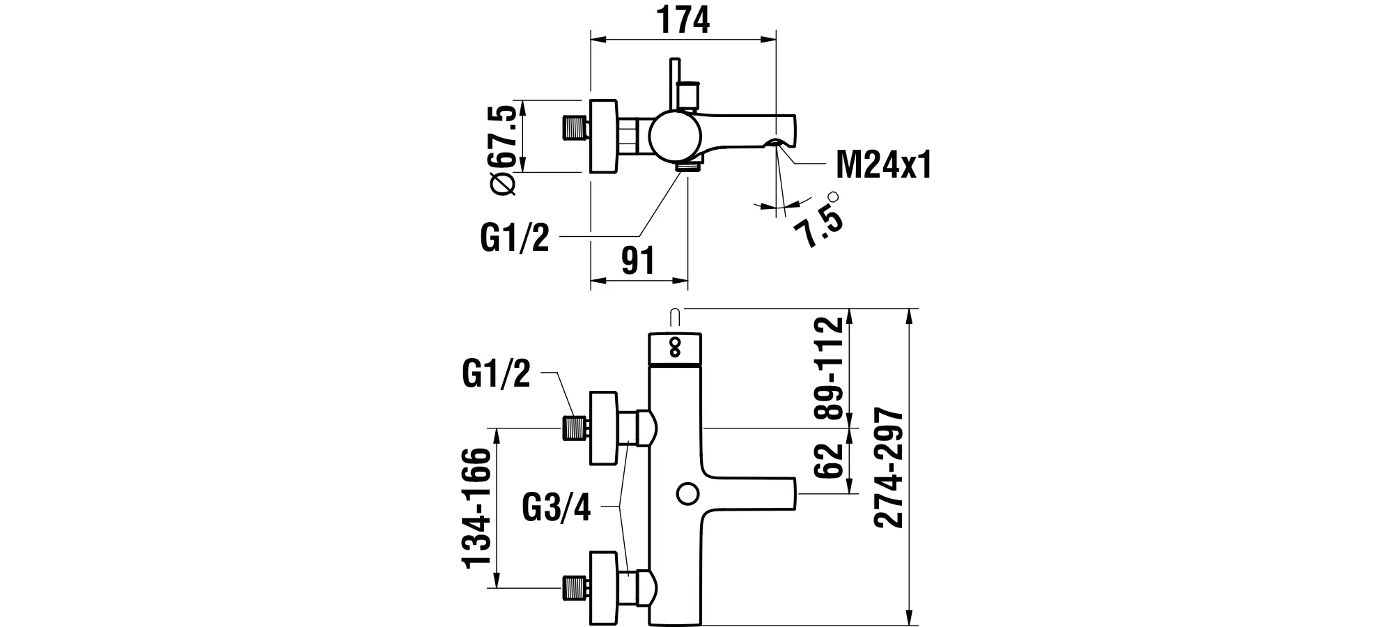Einhebel-Wannenmischer Aufputz TWINPLUS mit Zubehör Kunststoffschlauch 1500 mm Handbrause MyTwin100 chrom Einhebel-Wannenmischer Aufputz TWINPLUS mit Zubehör Kunststoffschlauch 1500 mm Handbrause MyTwin100 chrom