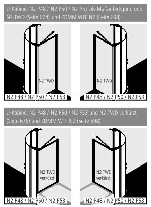 Kermi Duschdesign Viertelkreis-Duschkabine mit Pendeltüren mit Festfeldern für ungleichschenklige Wannen „NOVA 2000“ Profile Weiß (RAL 9016), BV: 725 - 875 mm WE: 735 - 760/885 - 910 mm H: 2000 mm