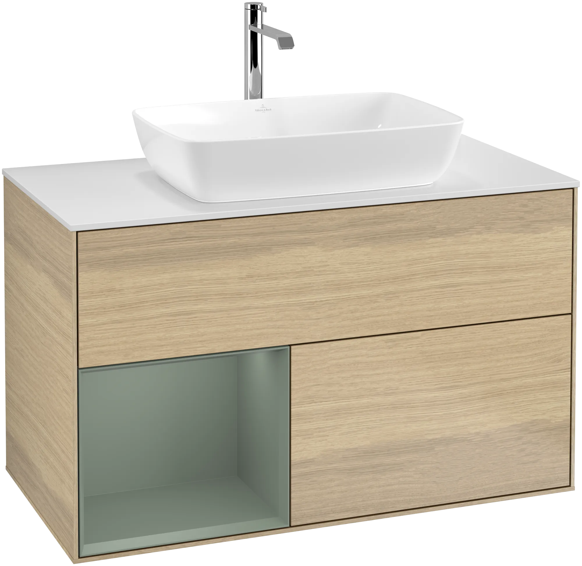 Villeroy & Boch Waschtischunterschrank „Finion“ für Schrankwaschtisch 1000 × 603 × 501 mm Oak Veneer, für Becken mittig, mit Hahnlochbohrung