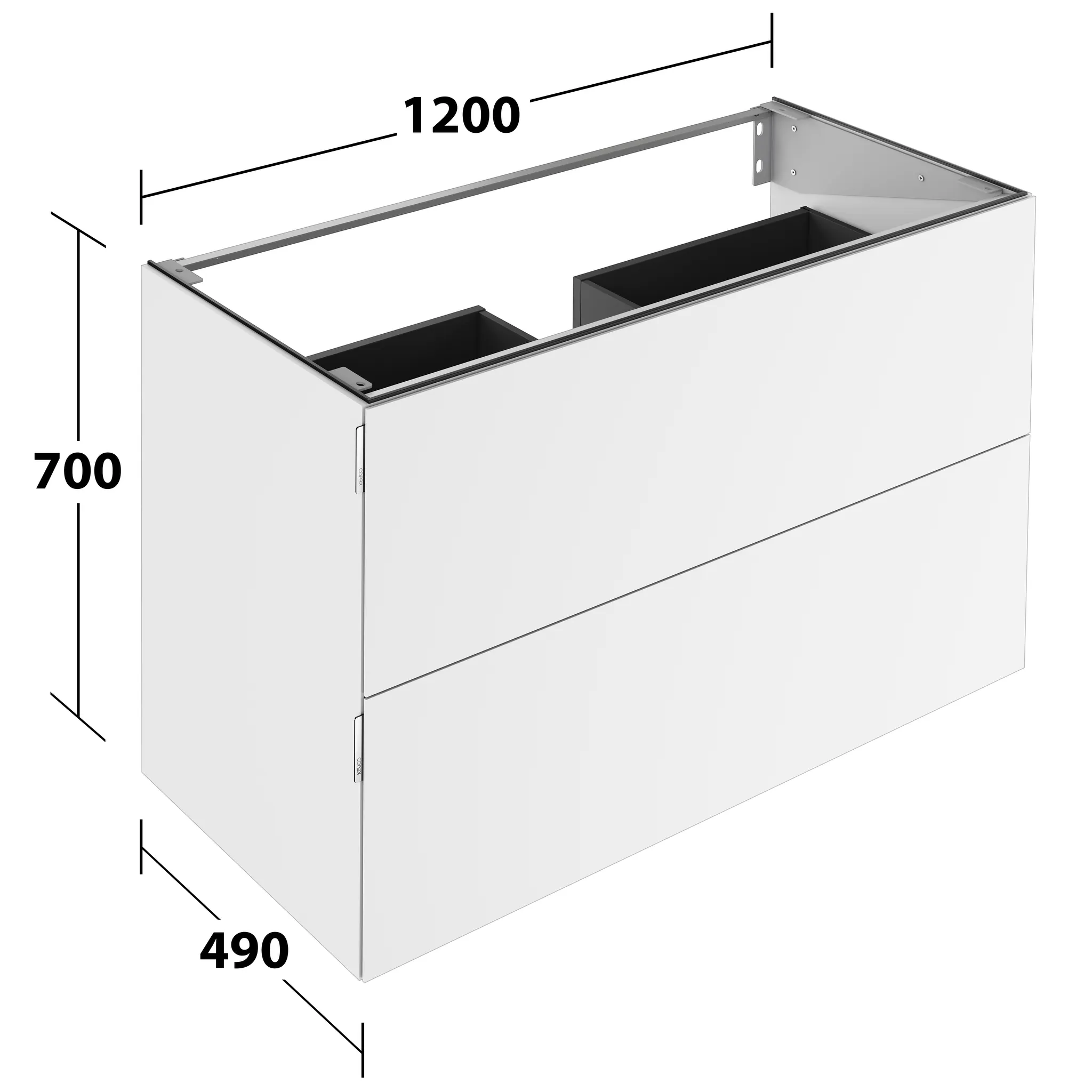 KEUCO Waschtischunterschrank mit Auszügen „Edition 11 Art“ Weiß (Lack, seidenmatt), Weiß (Lack, seidenmatt), ohne Beleuchtung 1200 × 700 × 490 mm