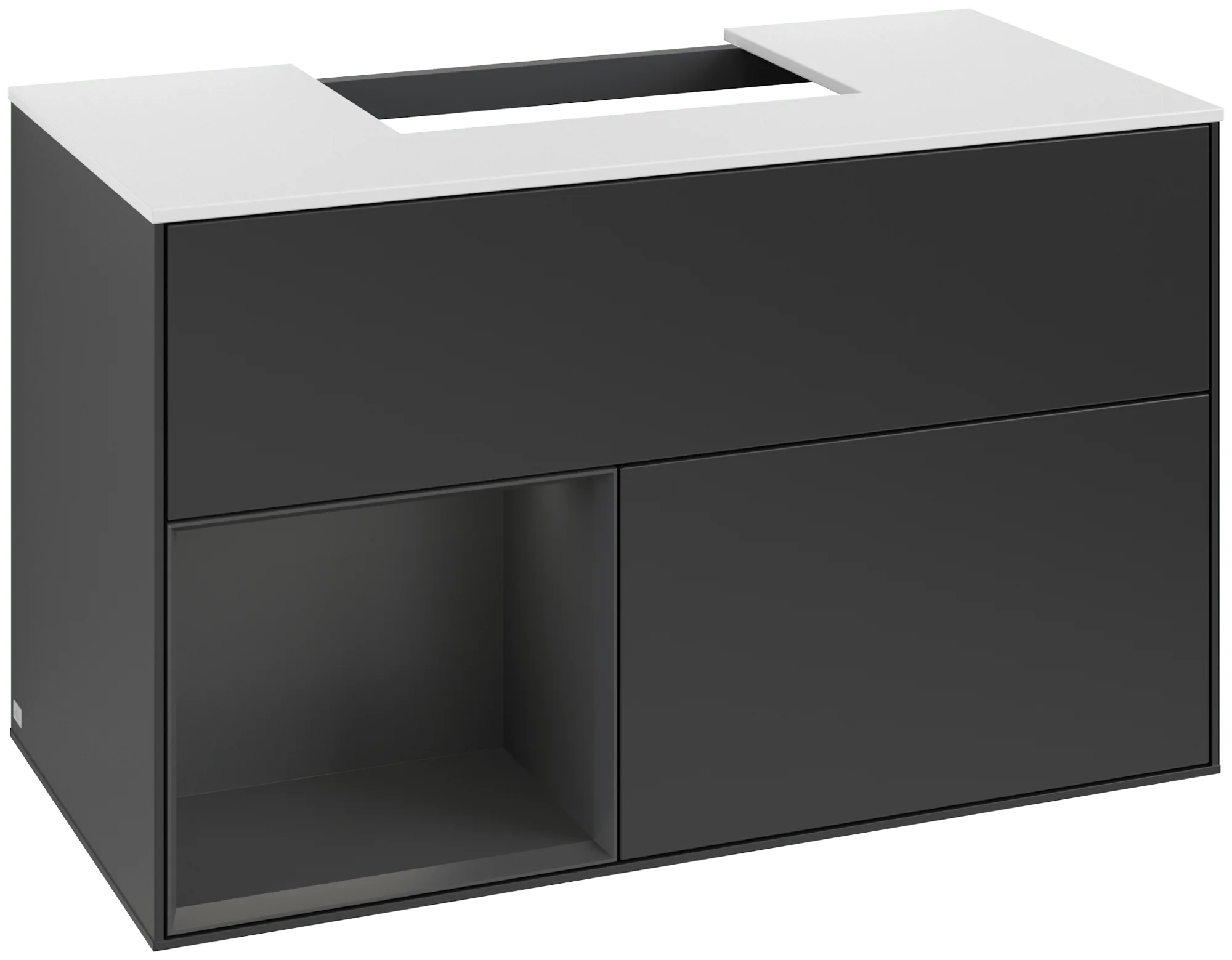 Villeroy & Boch Waschbeckenunterschrank Finion F11, 1000 x 603 x 501 mm, Black Matt / Silk Grey Matt / Glass White Matt Villeroy & Boch Waschbeckenunterschrank Finion F11, 1000 x 603 x 501 mm, Black Matt / Silk Grey Matt / Glass White Matt
