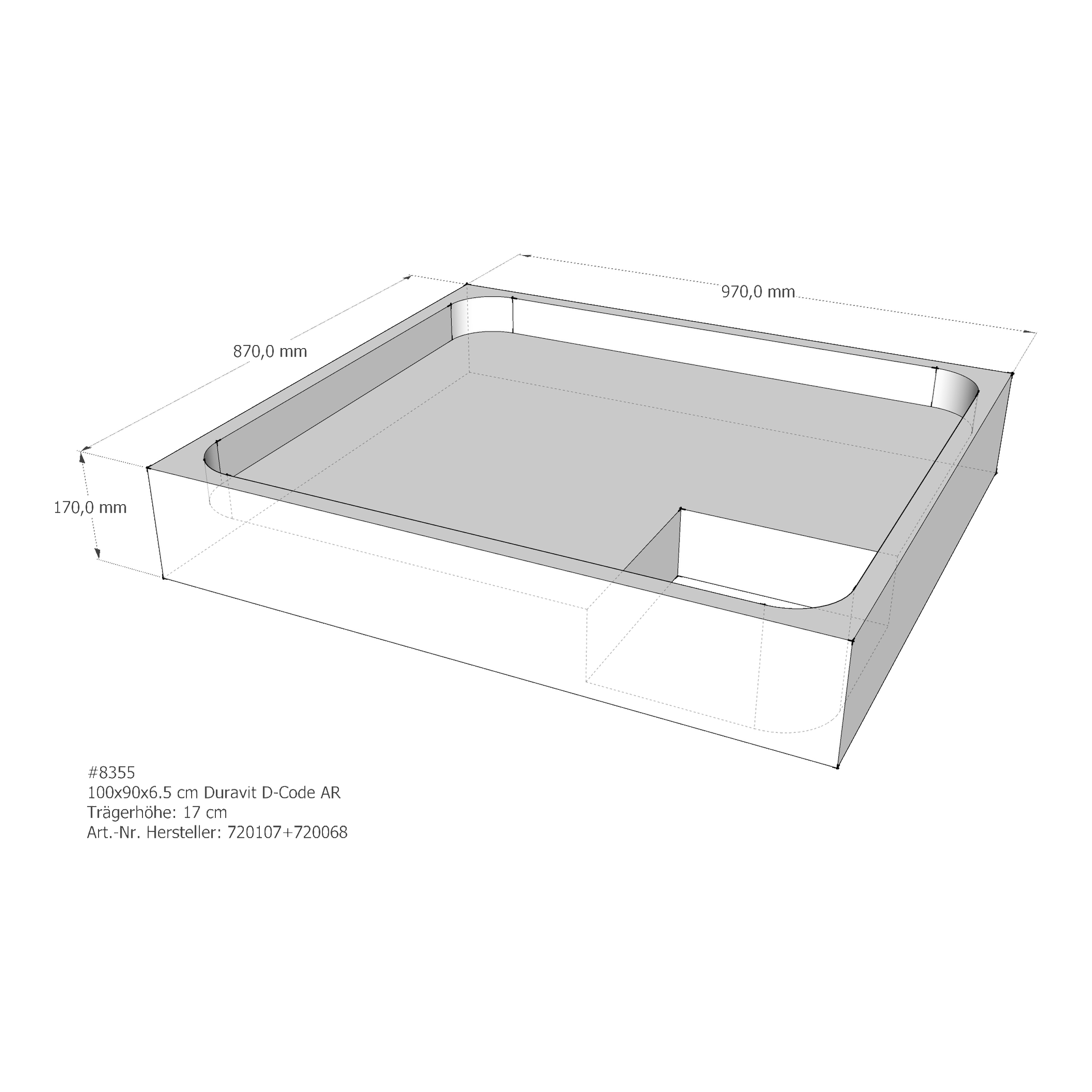Duschwannenträger für Duravit D-Code 100 × 90 × 6,5 cm Duschwannenträger für Duravit D-Code 100 × 90 × 6,5 cm