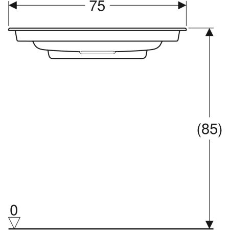 Schrankwaschtisch „One“ mit horizontalem Ablauf 75 × 40 cm mit KeraTect®