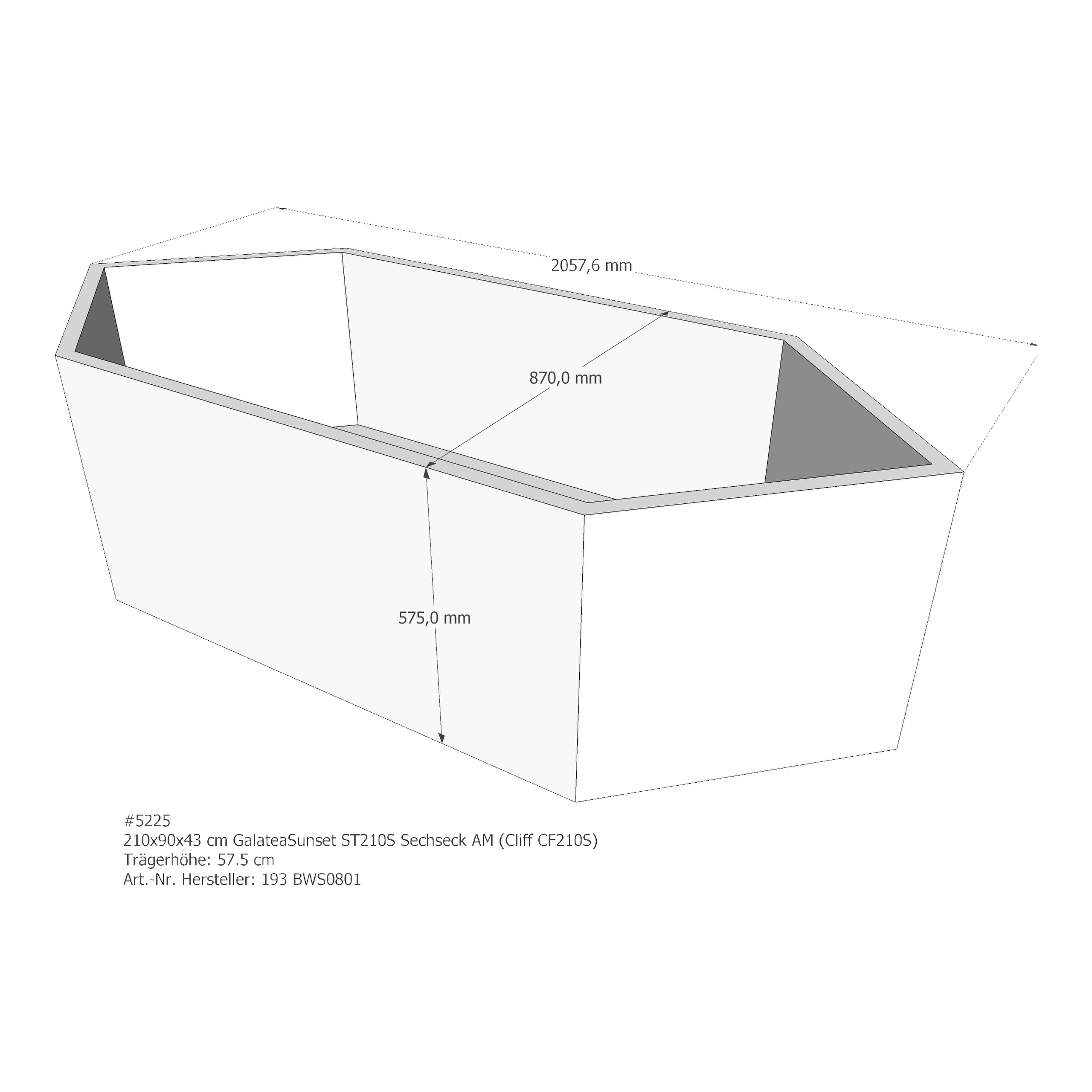 Badewannenträger für Galatea Sunset ST 210 S = CF 210 S 210 × 90 × 43 cm Badewannenträger für Galatea Sunset ST 210 S = CF 210 S 210 × 90 × 43 cm