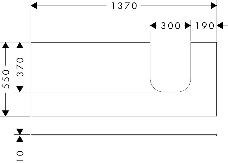 Hansgrohe Xevolos E Konsole, Mattweiß, 1370 x 550 mm, mit Ausschnitt rechts für Aufsatzwaschtisch geschliffen Hansgrohe Xevolos E Konsole, Mattweiß, 1370 x 550 mm, mit Ausschnitt rechts für Aufsatzwaschtisch geschliffen