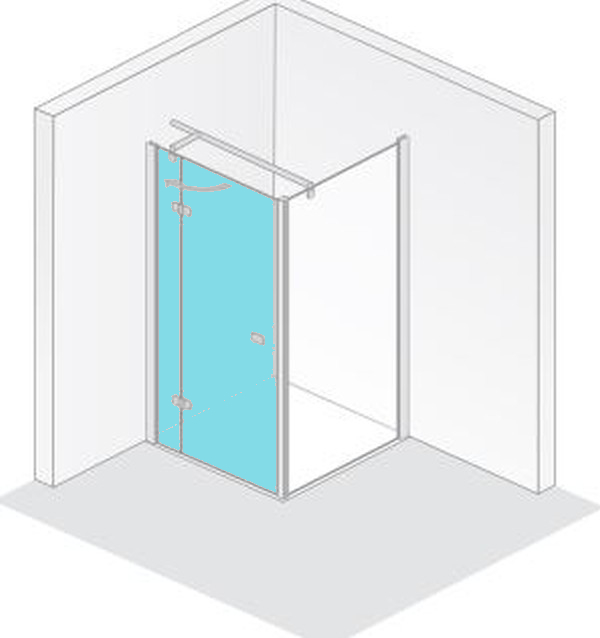 HSK teilgerahmte Duschtür Drehtür an Nebenteil für Seitenwand „Premium Softcube“ Glas Mattierung mittig (65 cm), H: 2000 mm HSK teilgerahmte Duschtür Drehtür an Nebenteil für Seitenwand „Premium Softcube“ Glas Mattierung mittig (65 cm), H: 2000 mm