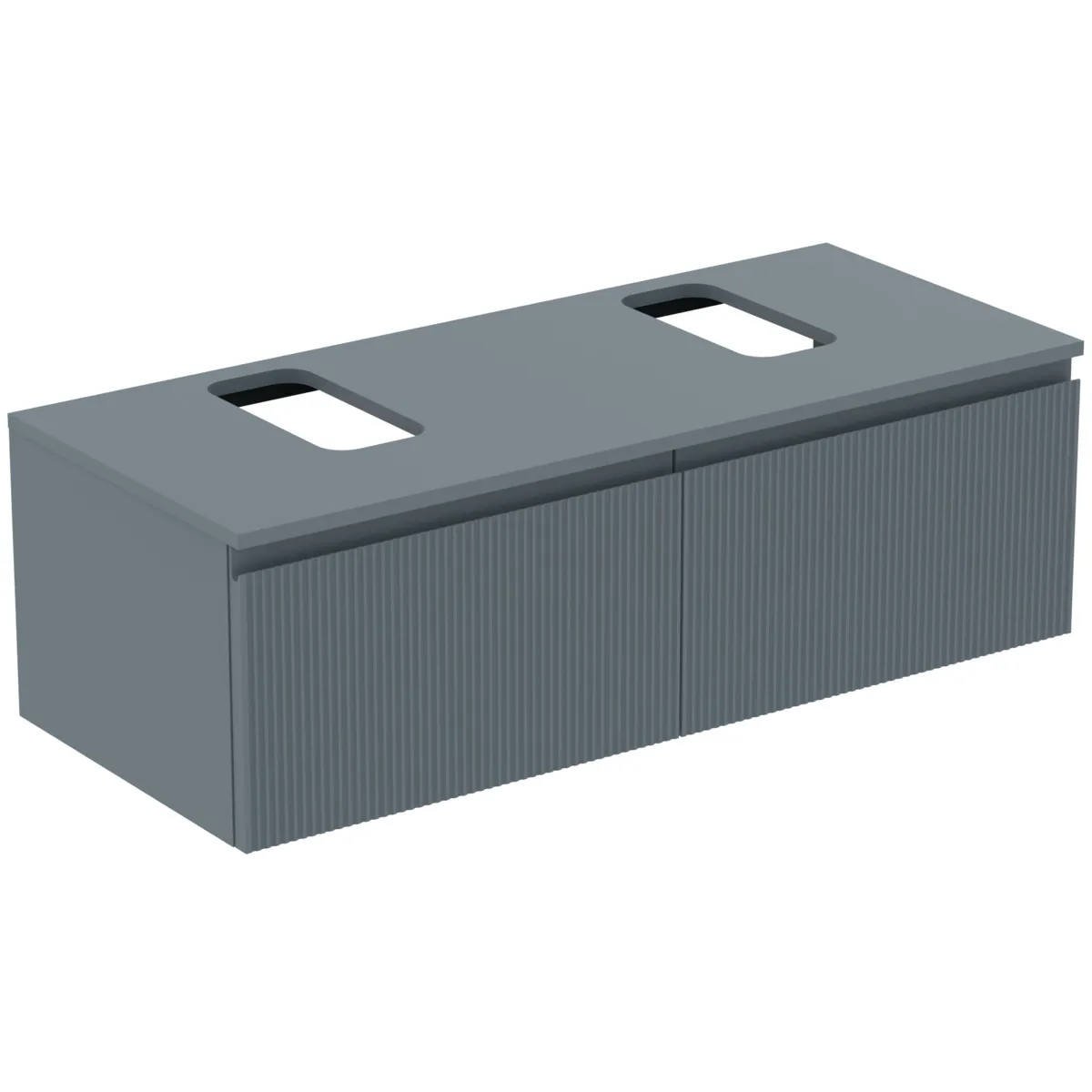 Ideal Standard Waschtischunterschrank Finesse Ausschnitt links/rechts 1202x505x378mm 2 Auszüge Aschblau matt