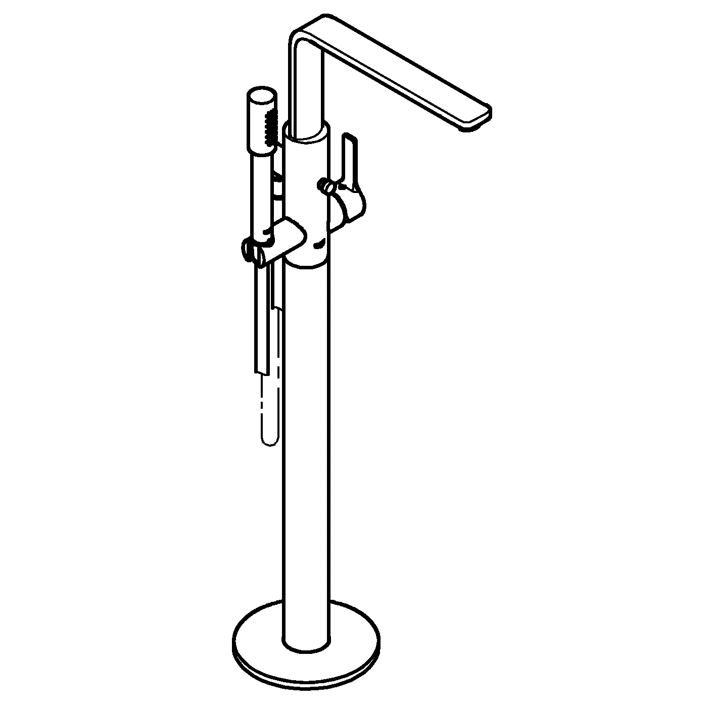 Einhand-Wannenbatterie Lineare 23792_1, Bodenmontage, Fertigmontageset für 45 984, mit Brauseset und Brauseschlauch, eigensicher, chrom