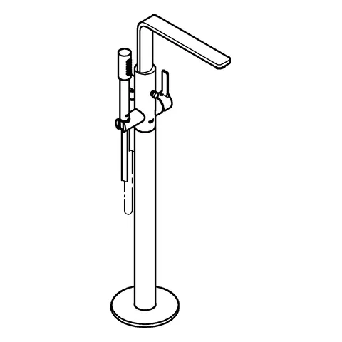 Einhand-Wannenbatterie Lineare 23792_1, Bodenmontage, Fertigmontageset für 45 984, mit Brauseset und Brauseschlauch, eigensicher, chrom Einhand-Wannenbatterie Lineare 23792_1, Bodenmontage, Fertigmontageset für 45 984, mit Brauseset und Brauseschlauch, eigensicher, chrom