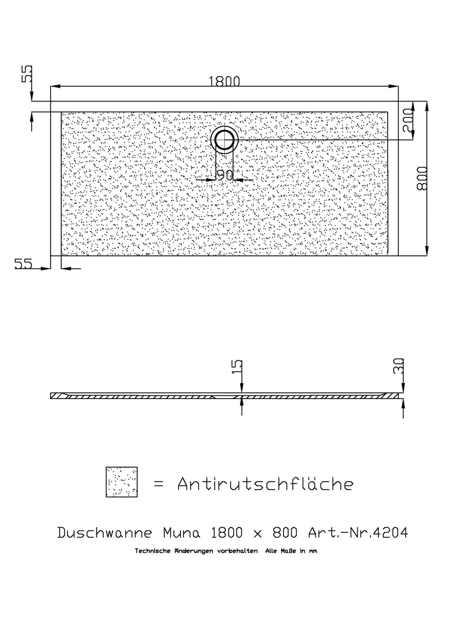 Hoesch Muna Duschwanne Mineralguss Solique Weiß 1800x800x30mm Hoesch Muna Duschwanne Mineralguss Solique Weiß 1800x800x30mm