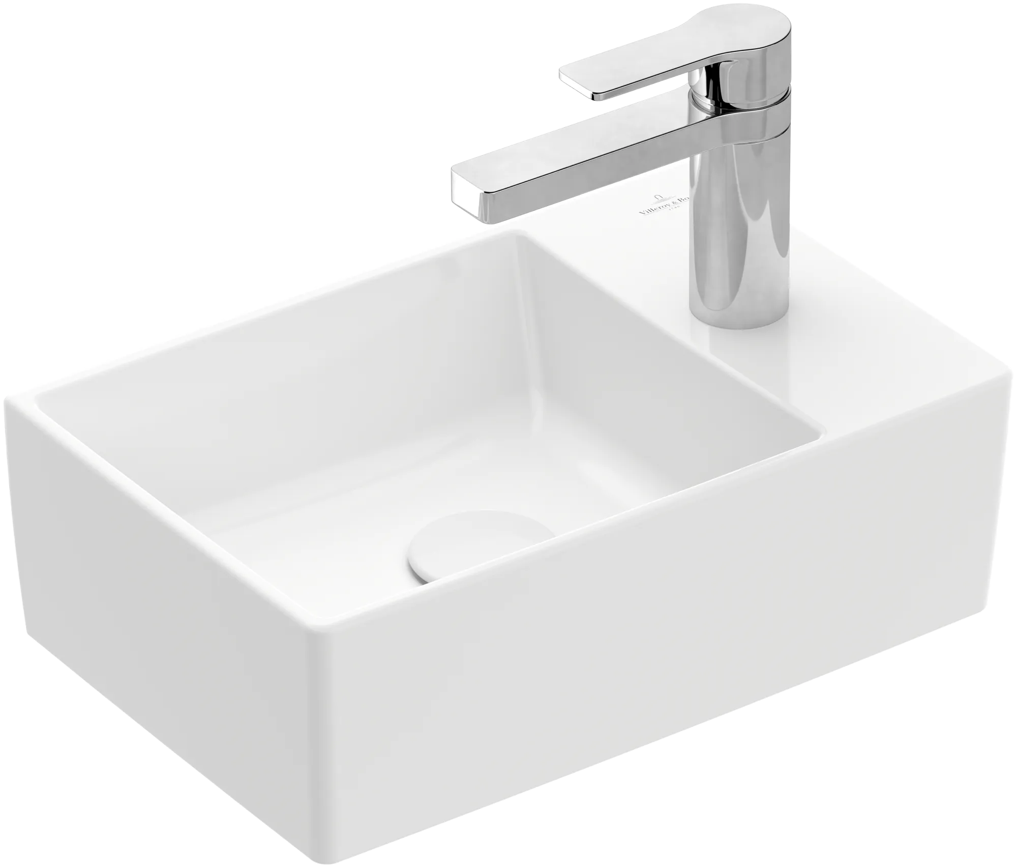 Villeroy & Boch Handwaschbecken Memento 2.0, 400x260x111 mm, weiß Alpin CeramicPlus, TitanCeram, 1-Loch-Armatur Villeroy & Boch Handwaschbecken Memento 2.0, 400x260x111 mm, weiß Alpin CeramicPlus, TitanCeram, 1-Loch-Armatur