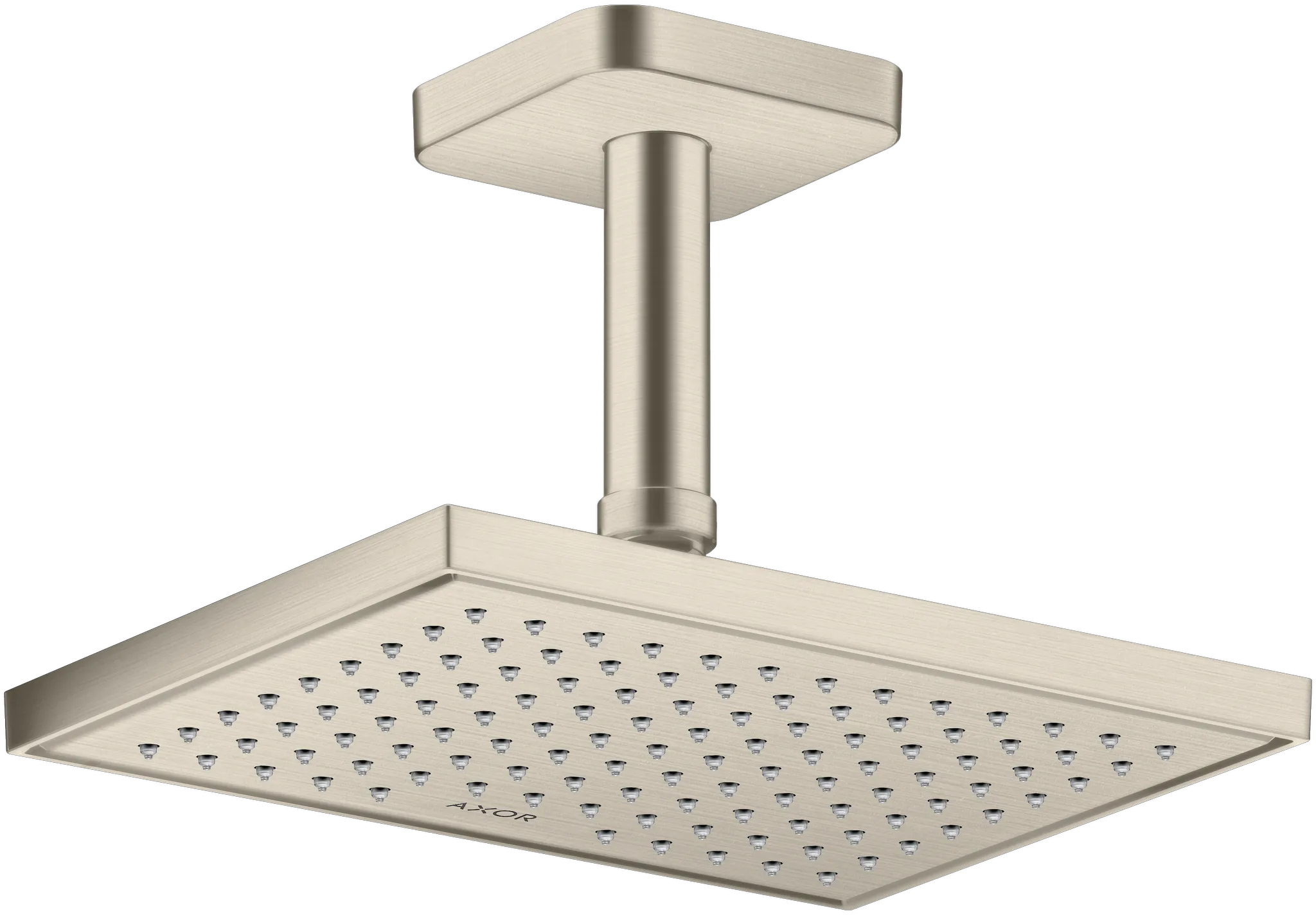 Hansgrohe AXOR ShowerSolutions Deckenanschluss 100 mm softsquare Brushed Nickel Aufputzmontage Messing G 1/2