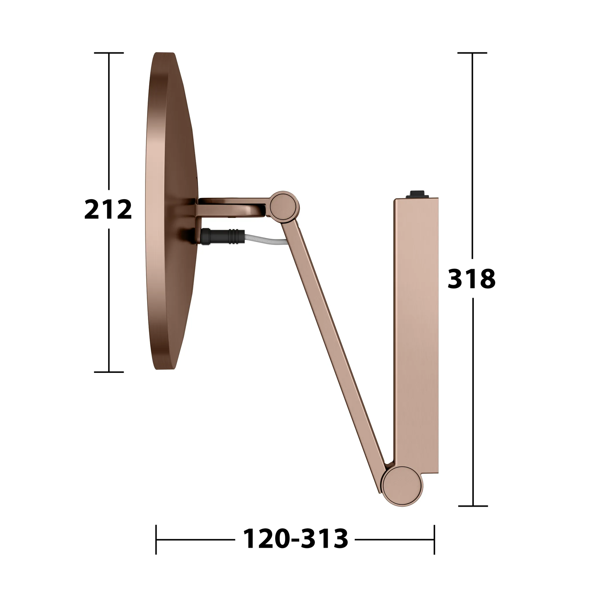 KEUCO Kosmetikspiegel mit Wippschalter „iLook_move“ Rund, mit Beleuchtung in Rotgold (gebürstet), ⌀ 212 mm KEUCO Kosmetikspiegel mit Wippschalter „iLook_move“ Rund, mit Beleuchtung in Rotgold (gebürstet), ⌀ 212 mm