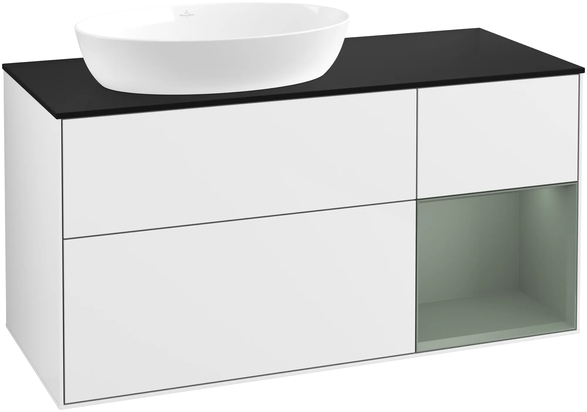 Villeroy & Boch Finion Waschbeckenunterschrank GA5 1200x603x501mm Glossy White/Lacquer/Olive Matt/Glass Black