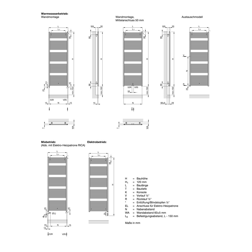 Zehnder Design-Heizkörper „Zeno“ Austauschmodell 60 × 118,4 cm in Pearl Beige (RAL 1035)