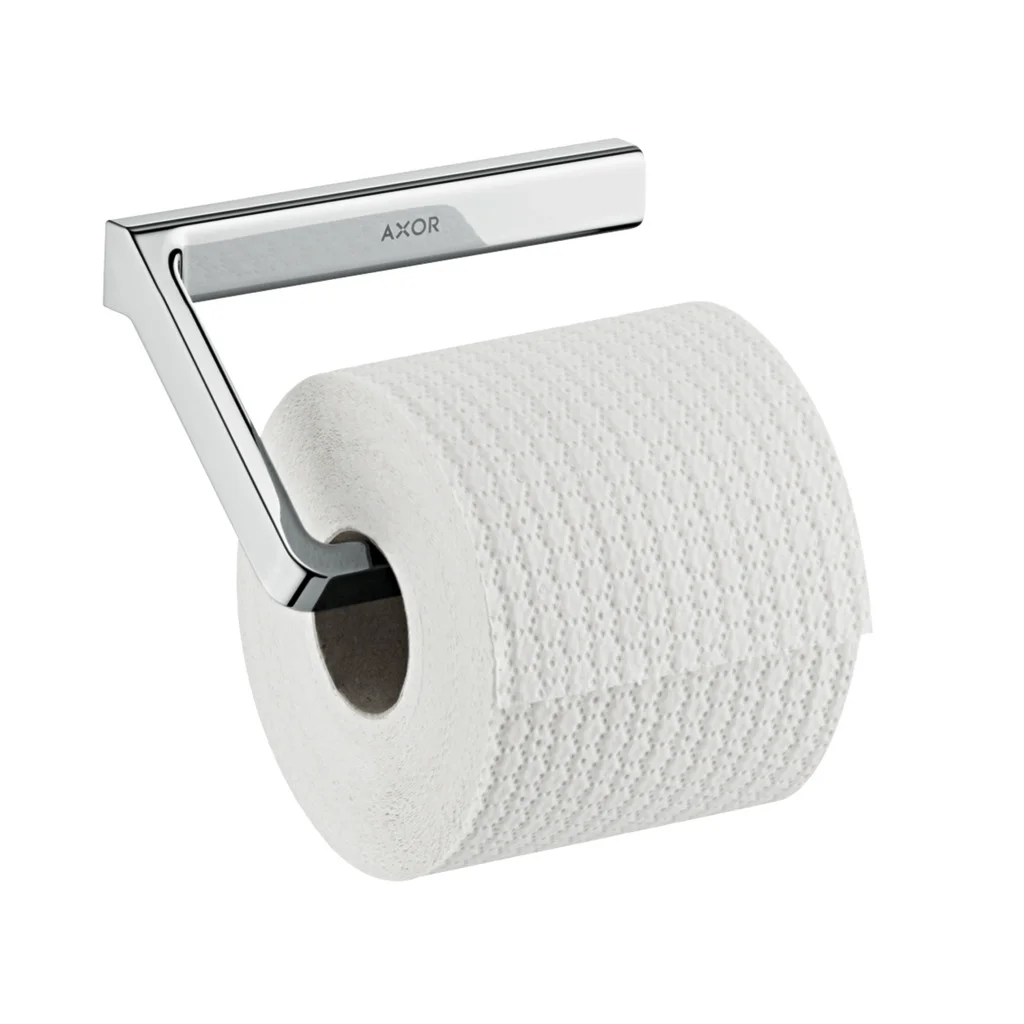 Hansgrohe AXOR Universal Softsquare Toilettenpapierhalter, Chrom, Wandmontage mit verdeckter Befestigung, 35 mm Bohrabstand, 6 mm Bohrlochdurchmesser
