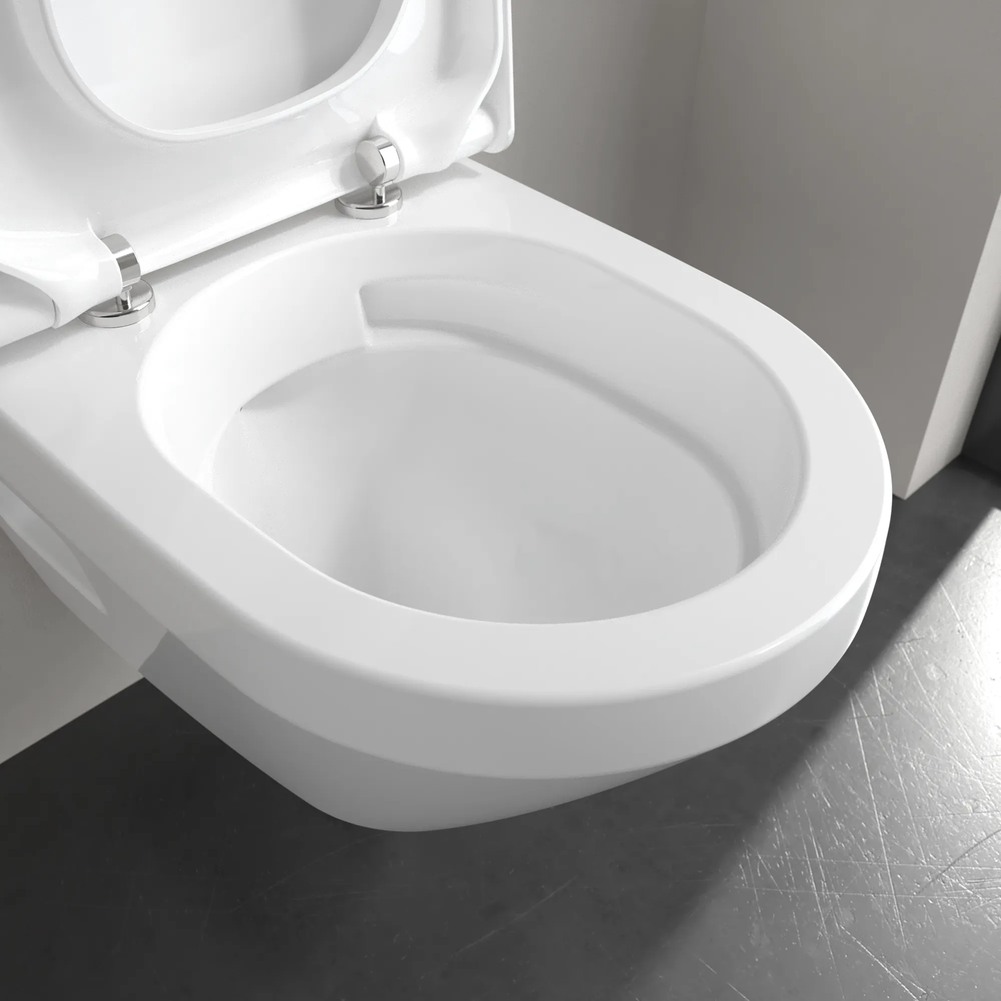 Villeroy & Boch Architectura Tiefspül-WC spülrandlos, Rund, Weiß Alpin CeramicPlus, 350x480 mm, Höhe 355 mm, wandhängend