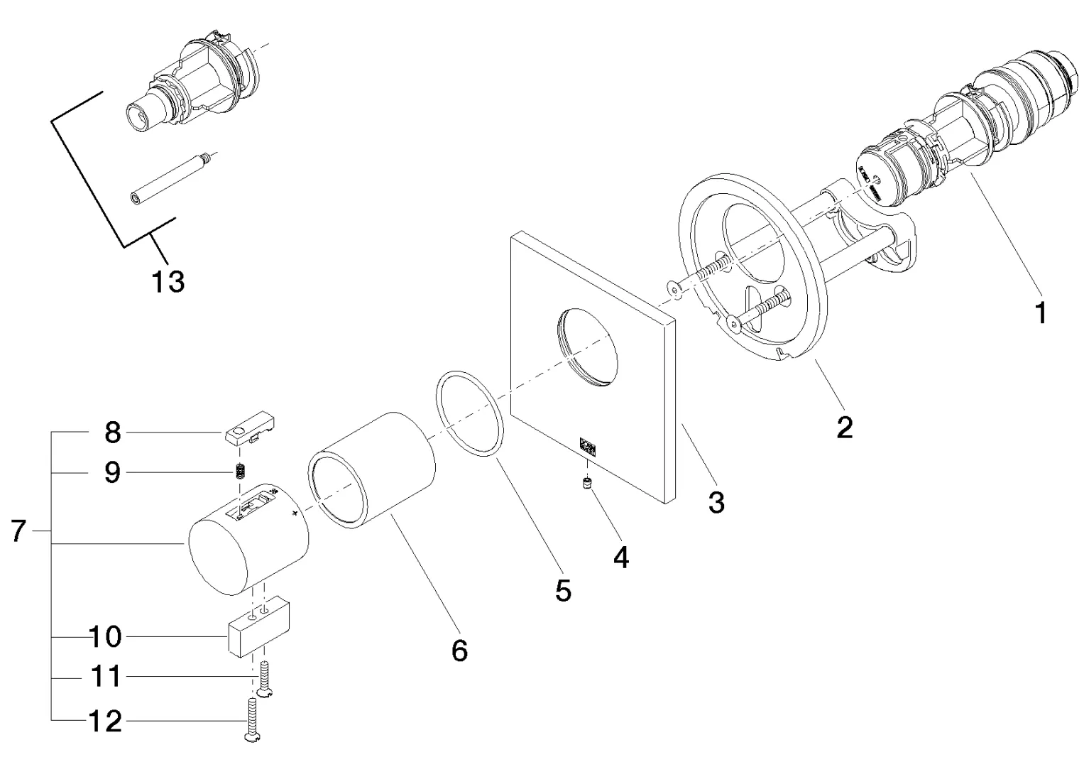 Dornbracht xTOOL UP-Thermostat ohne Mengenregulierung ½" - Chrom