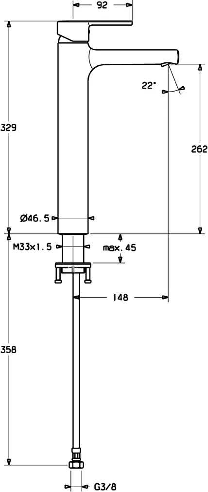 HansaRONDA Einhebelmischer Waschtischbatterie HansaRONDA 0303 Ausladung 148 mm DN15 Chrom