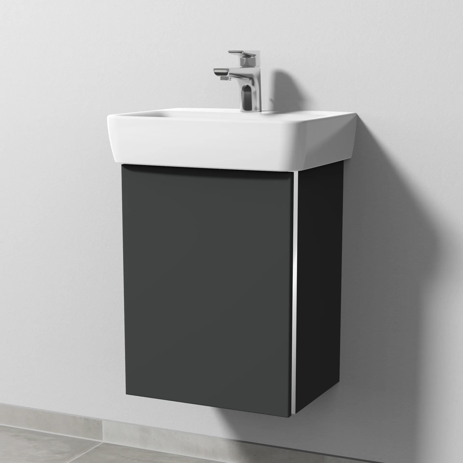 Sanipa Waschtischunterschrank „3way“ passend zu Keramik-Waschtische Renova Plan von Geberit 390 × 520 × 302 mm in Graphit (matt), Anschlag links