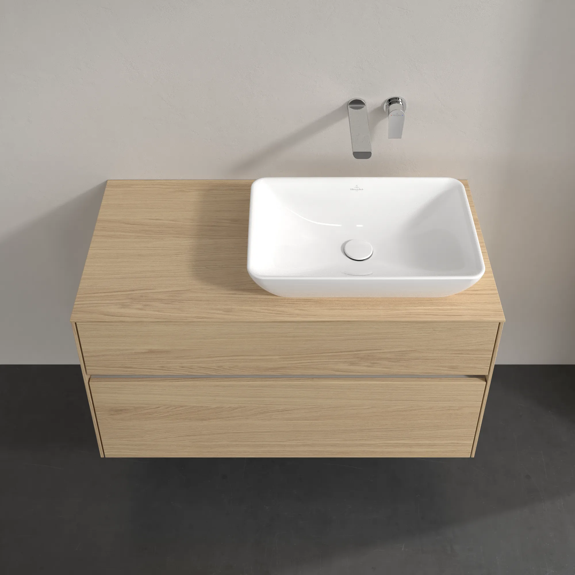 Villeroy & Boch Waschtischunterschrank „Collaro“ 1000 × 548 × 500 mm Nordic Oak, mit Beleuchtung, für Becken rechts