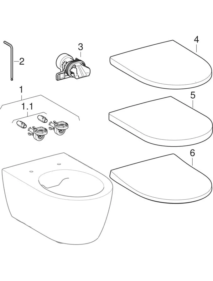 Wand-Tiefspül-WC „iCon“ 360 × 330 × 530 mm in #Farbe#,, Befestigung verdeckt