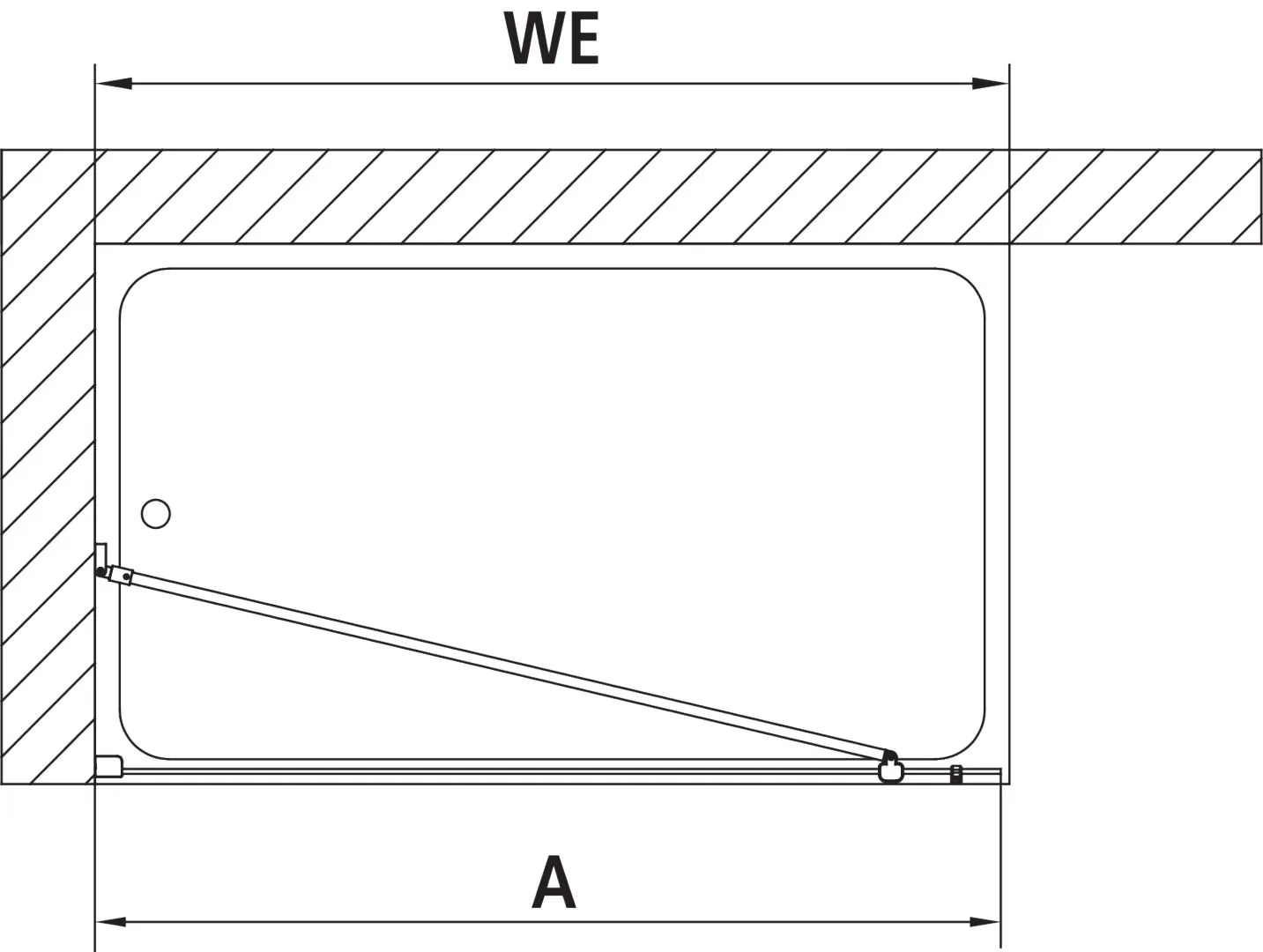 Kermi Duschdesign MENA WALK-IN Wall, ME TWG, 2000 mm H, 900 mm Breite, Schwarz Soft RAL 9005