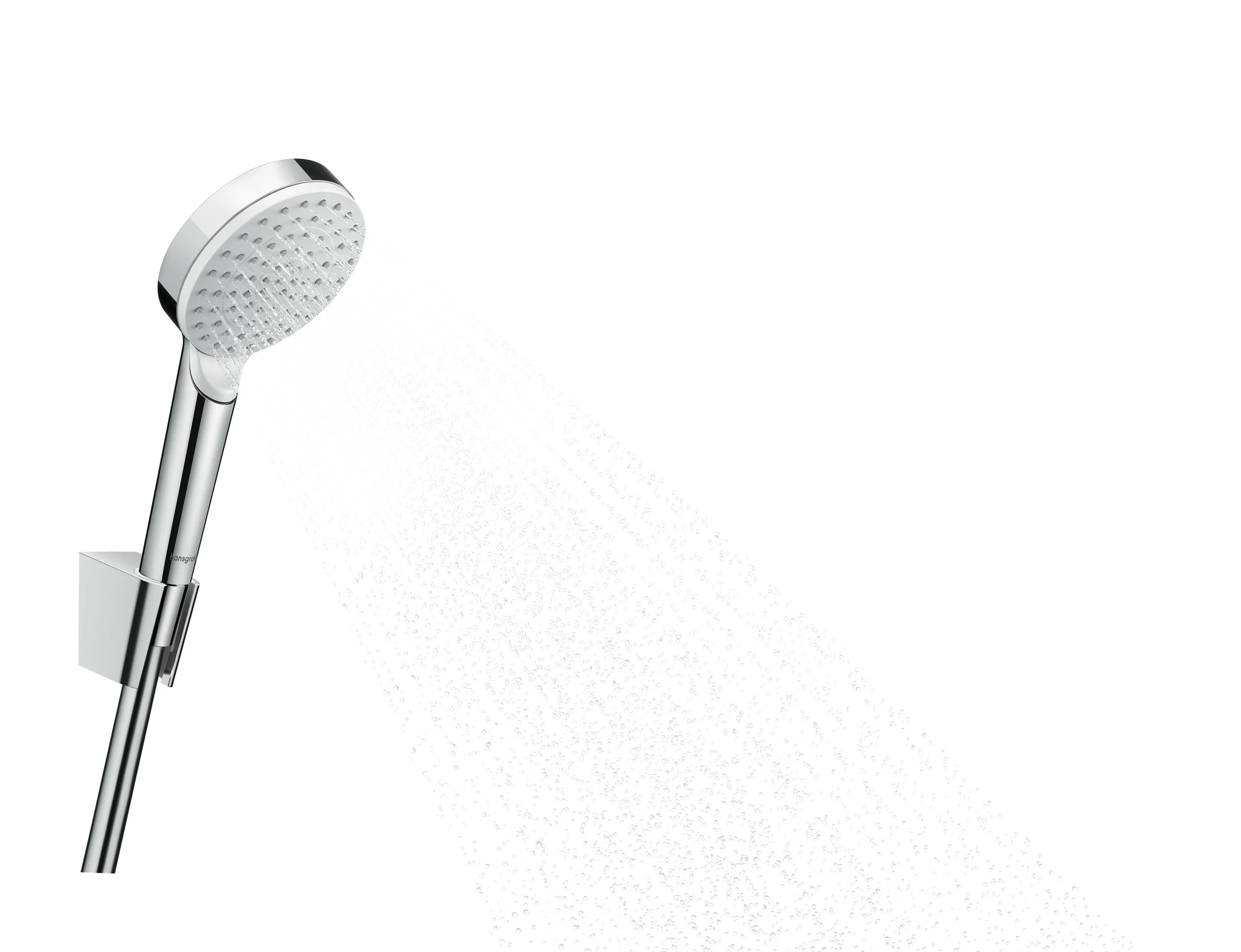 Hansgrohe Crometta Brausenset EcoSmart, 1 Strahlart Rain, 100 mm Brausekopfgröße, 125 cm Brauseschlauch, weiß/chrom