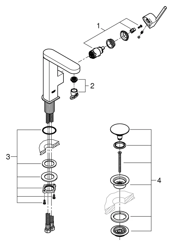 Einhand-Waschtischbatterie Plus 23872_3, M-Size, Einlochmontage, glatter Körper, Push-open Ablaufgarnitur 1 1/4″, chrom Einhand-Waschtischbatterie Plus 23872_3, M-Size, Einlochmontage, glatter Körper, Push-open Ablaufgarnitur 1 1/4″, chrom