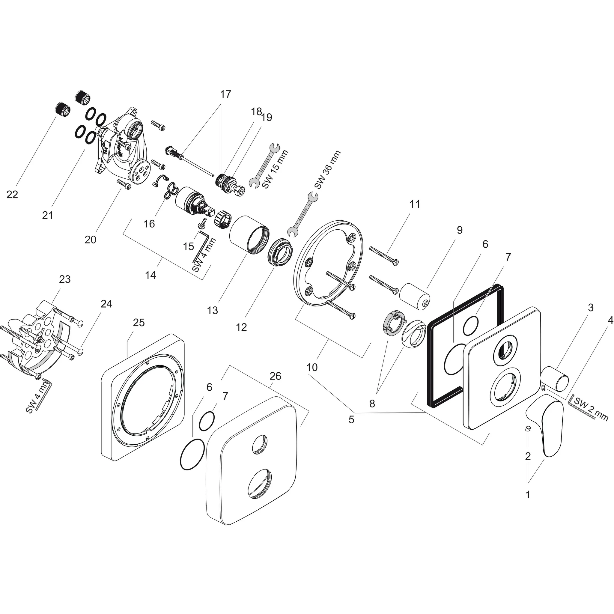 Wannenmischer Unterputz Axor Citterio M Fertigset chrom Wannenmischer Unterputz Axor Citterio M Fertigset chrom