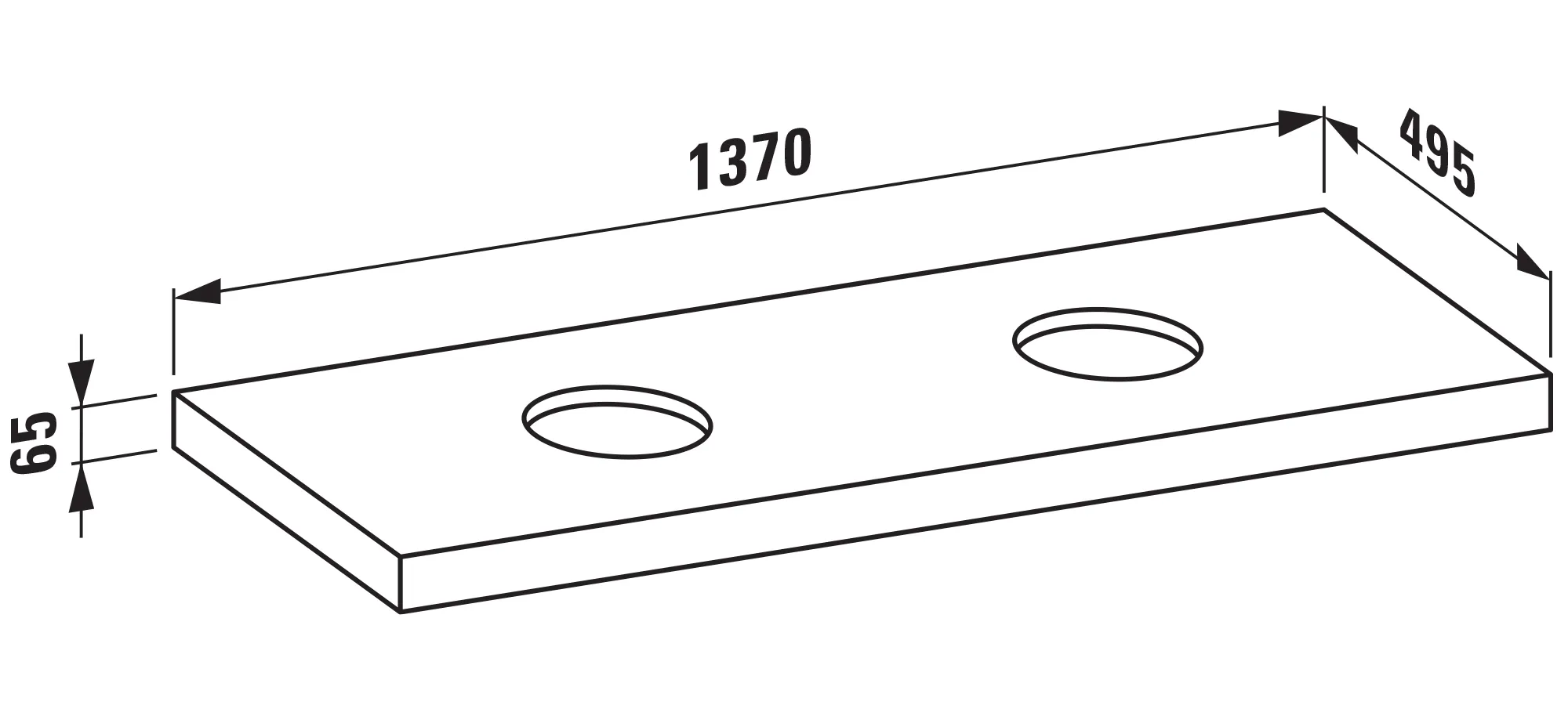 Laufen Waschtisch-Platte LANI 495x1370x65 mit Ausschnitt links und rechts wildeiche Laufen Waschtisch-Platte LANI 495x1370x65 mit Ausschnitt links und rechts wildeiche