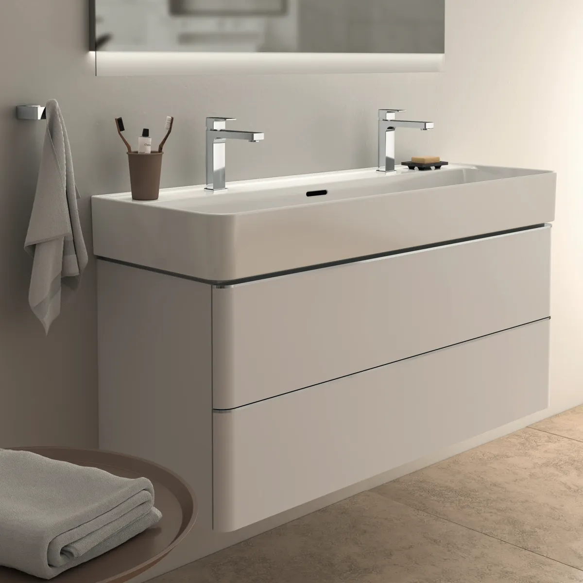 Waschtischarmatur Edge, Grande Slim, 5 l/min., ohne Ablaufgarnitur, Ausladung 138mm, Chrom Waschtischarmatur Edge, Grande Slim, 5 l/min., ohne Ablaufgarnitur, Ausladung 138mm, Chrom