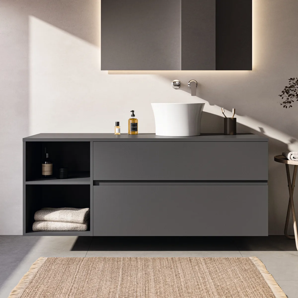 Ideal Standard Waschtischunterschrank „Finesse“ 140,2 × 55,8 × 50,5 cm Anthrazit matt lackiert Ideal Standard Waschtischunterschrank „Finesse“ 140,2 × 55,8 × 50,5 cm Anthrazit matt lackiert