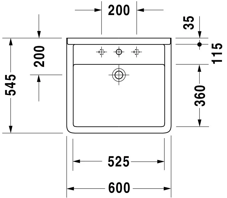 Wandwaschtisch „Starck 3“, mit Überlauf, Hahnlochposition mittig Wandwaschtisch „Starck 3“, mit Überlauf, Hahnlochposition mittig