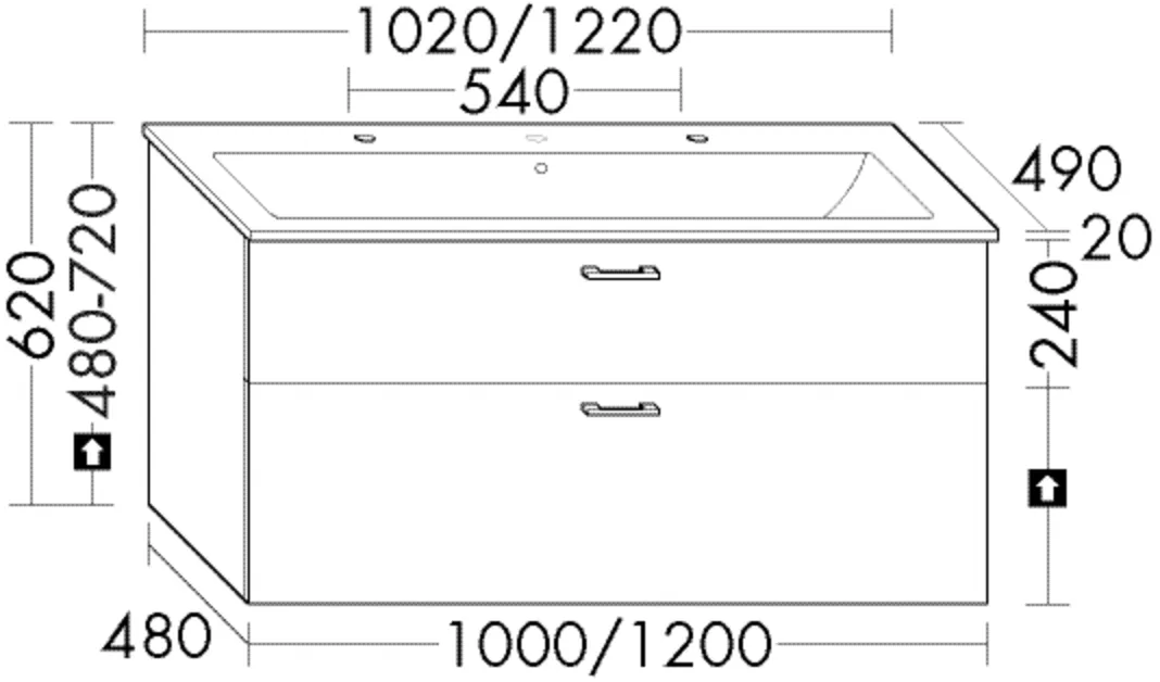 Keramik-Waschtisch Eqio slim inkl. Waschtischunterschrank - burgbad Sys30, 870x275 mm Becken, 1 Schublade oben, 490x1020x620 mm Keramik-Waschtisch Eqio slim inkl. Waschtischunterschrank - burgbad Sys30, 870x275 mm Becken, 1 Schublade oben, 490x1020x620 mm