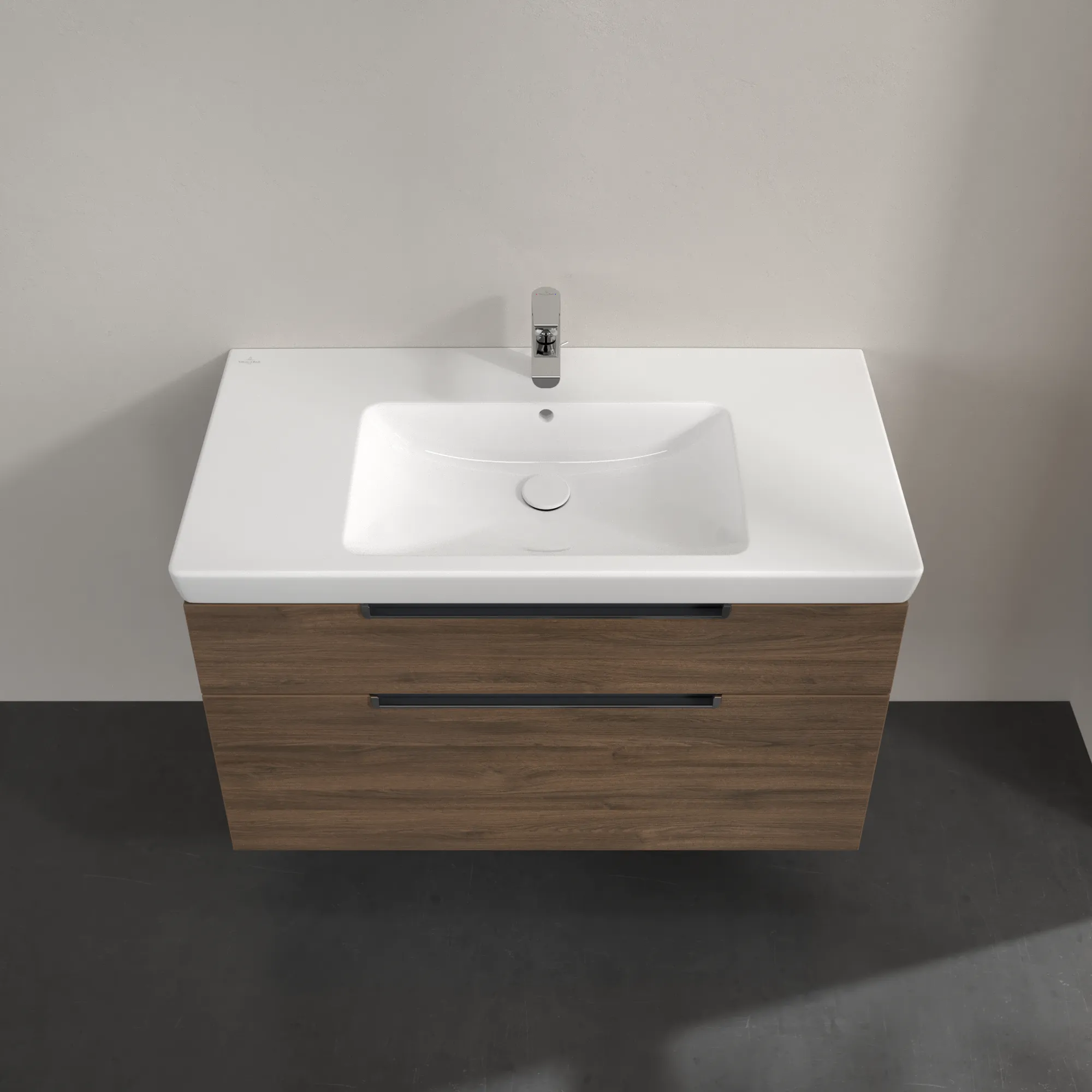 Villeroy & Boch Waschbeckenunterschrank Subway 2.0, Arizona Oak, 987 x 590 x 449 mm, 1 Waschbecken, mittig, 4 Auszüge mit SoftClosing, Wandmontage