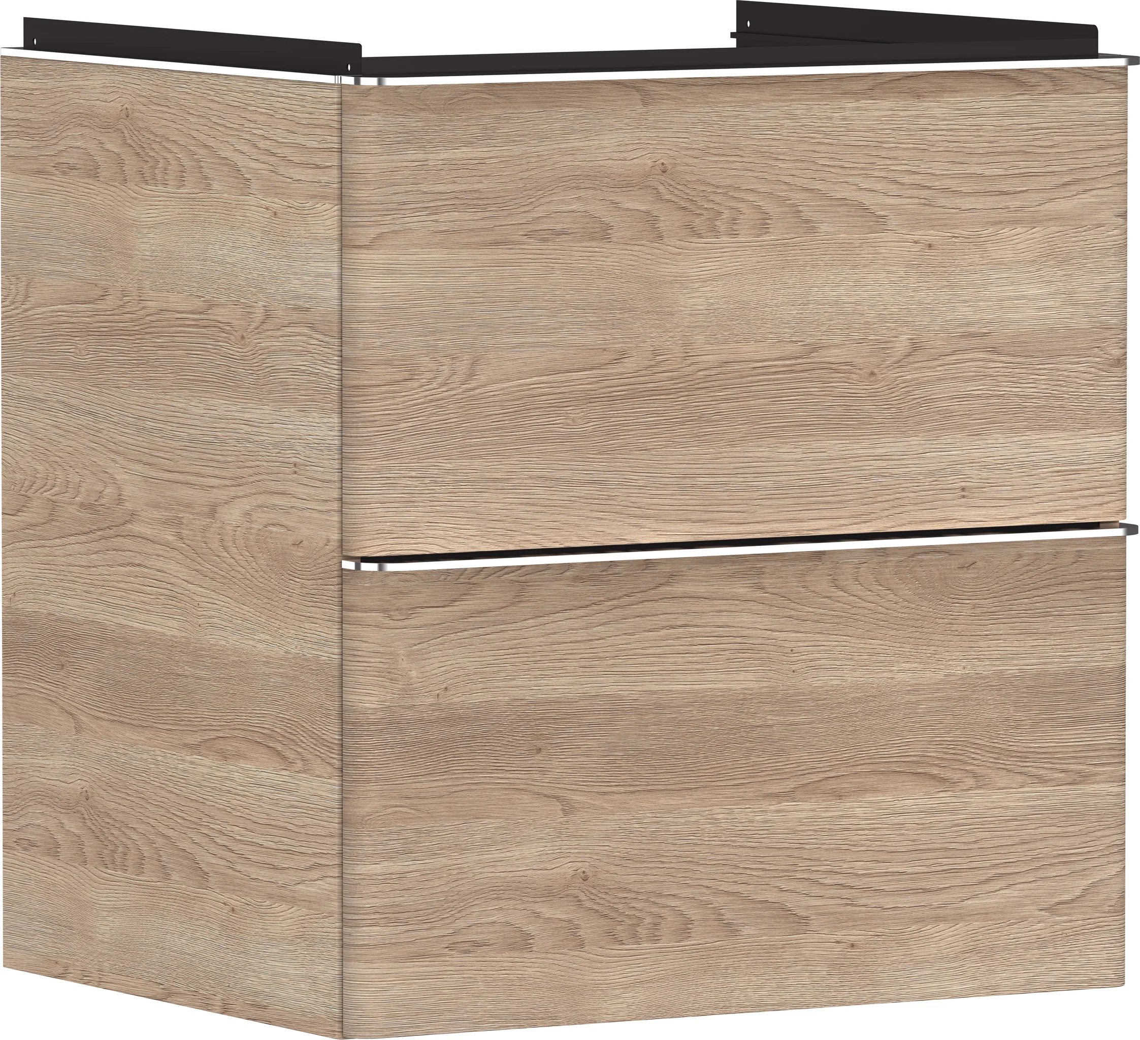 Hansgrohe Xelu Q Waschtischunterschrank Eiche Natur, 580x475 mm, 2 Schubkästen, verchromte Griffe, SoftClose, vormontiert Hansgrohe Xelu Q Waschtischunterschrank Eiche Natur, 580x475 mm, 2 Schubkästen, verchromte Griffe, SoftClose, vormontiert