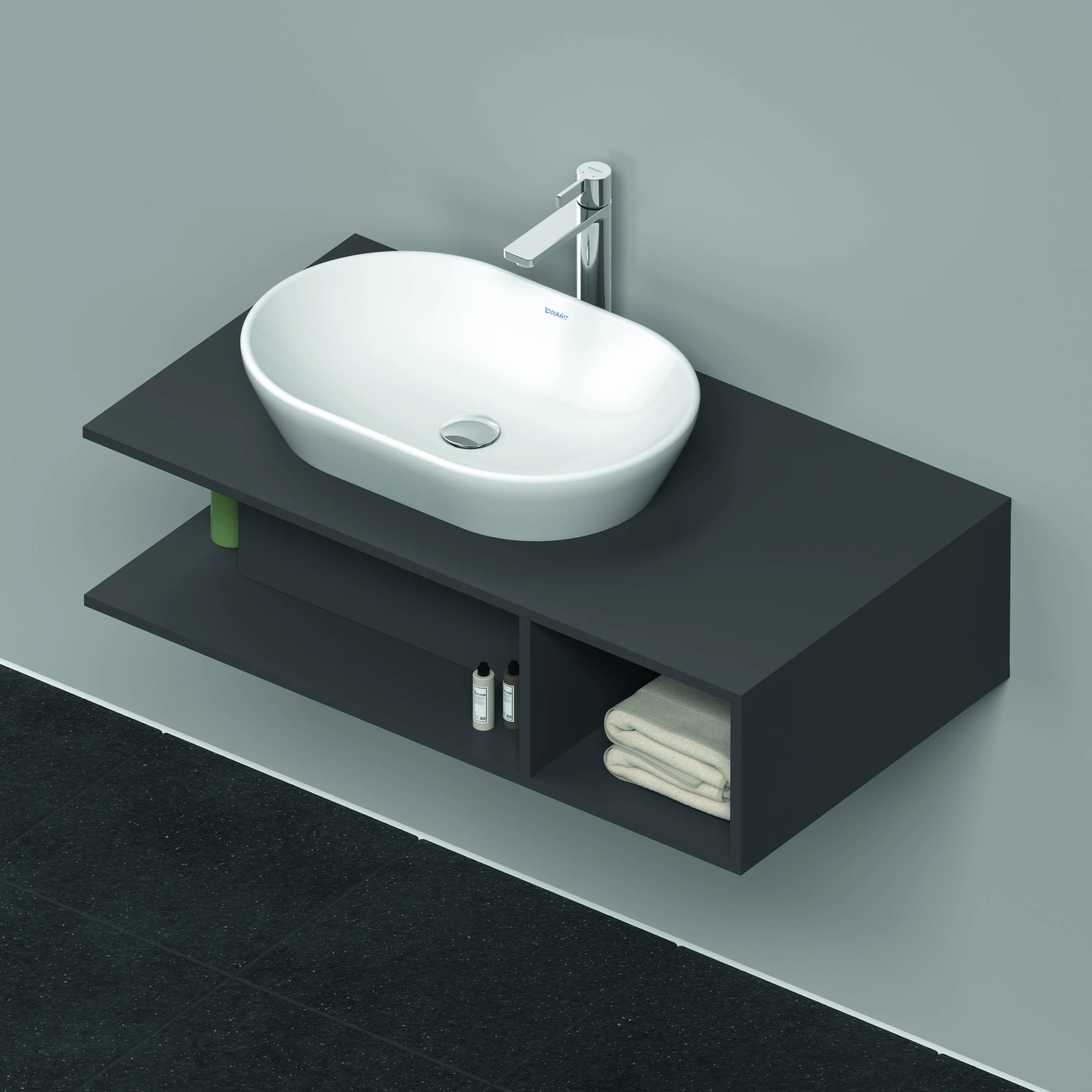Duravit Waschtischunterschrank wandhängend „D-Neo“ 100 × 26 × 55 cm Graphit Matt